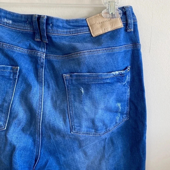 ZARA TRAFALUC DENIM MAKERS DISTRESSED STRAIGHT CROPPED JEANS- SIZE 8 - Picture 6 of 8